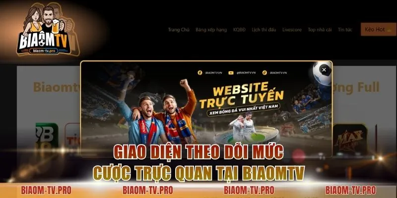 Giao diện theo dõi mức cược trực quan tại BiaomTV