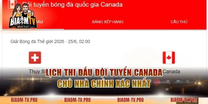 Lịch Thi Đấu Đội Tuyển Canada Chủ Nhà Chính Xác Nhất